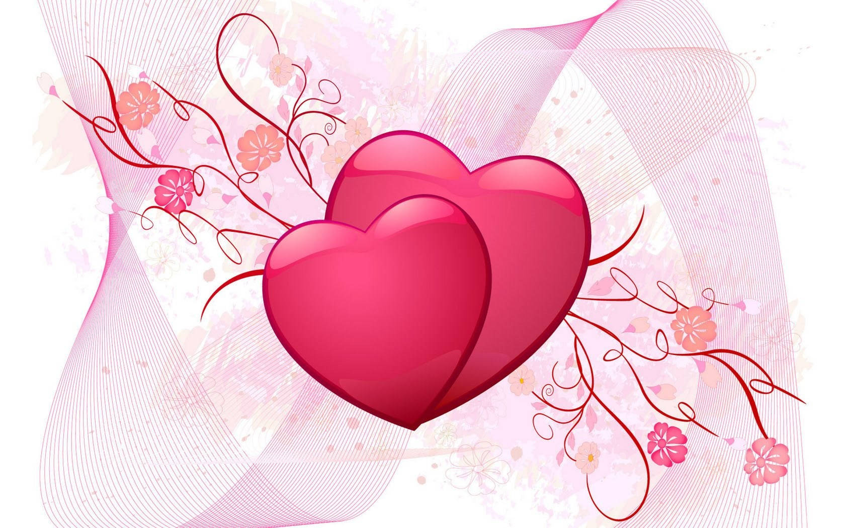 Pink Hearts Of Love For Valentine's Day Background