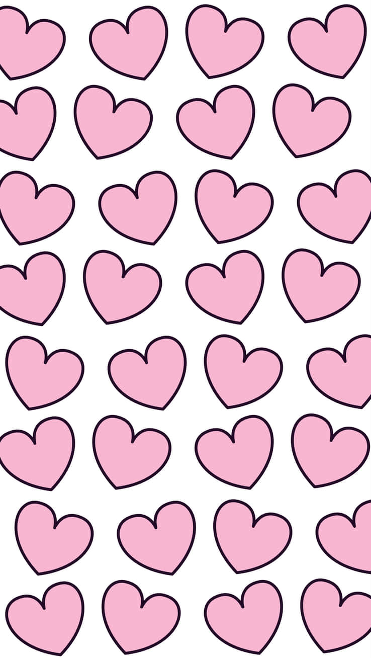 Pink Hearts On A White Background Background