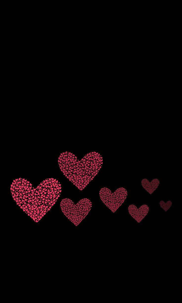 Pink Heartson Blacki Phone Wallpaper Background
