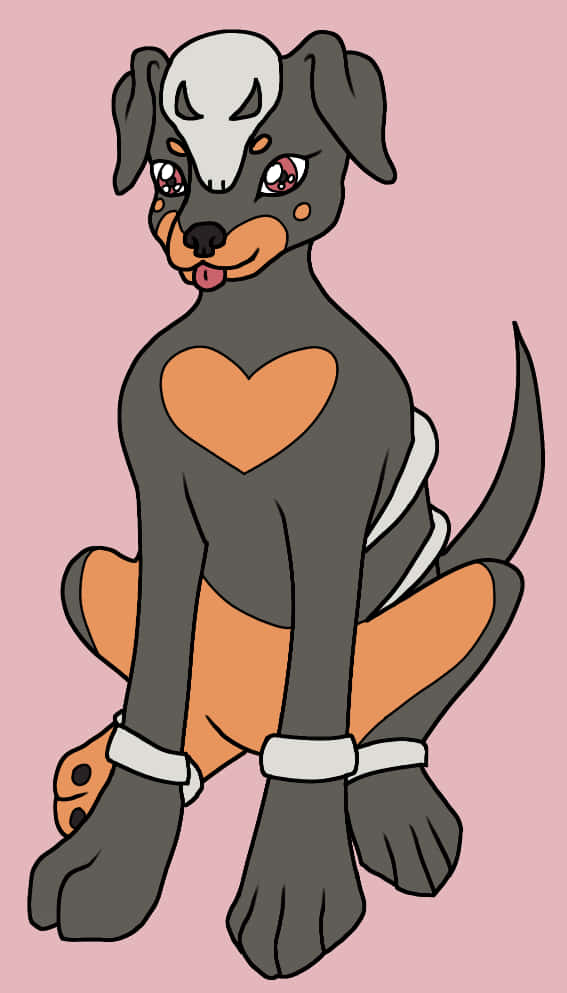 Pink Houndour Phone Background