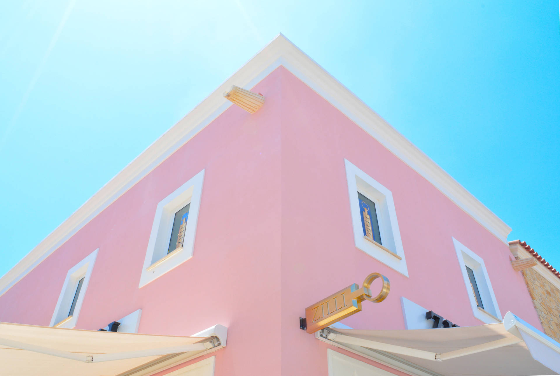 Pink House Pastel Desktop Background