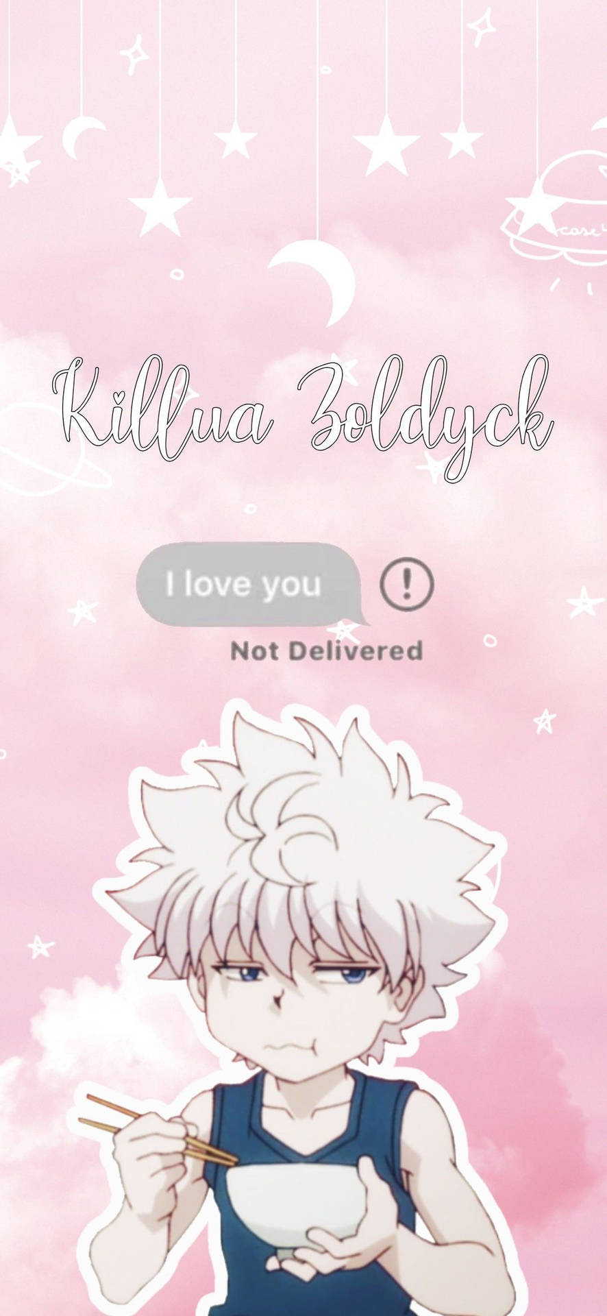 Pink I Love You Killua Aesthetic Background