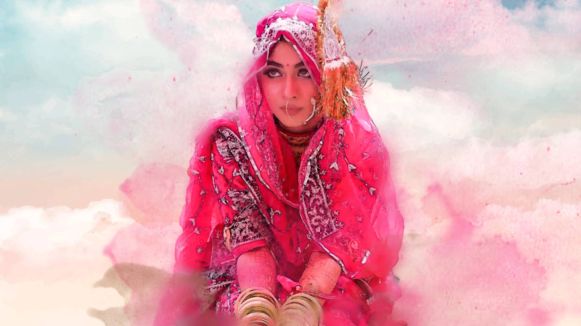 Pink Indian Woman Rajputana Hd Background