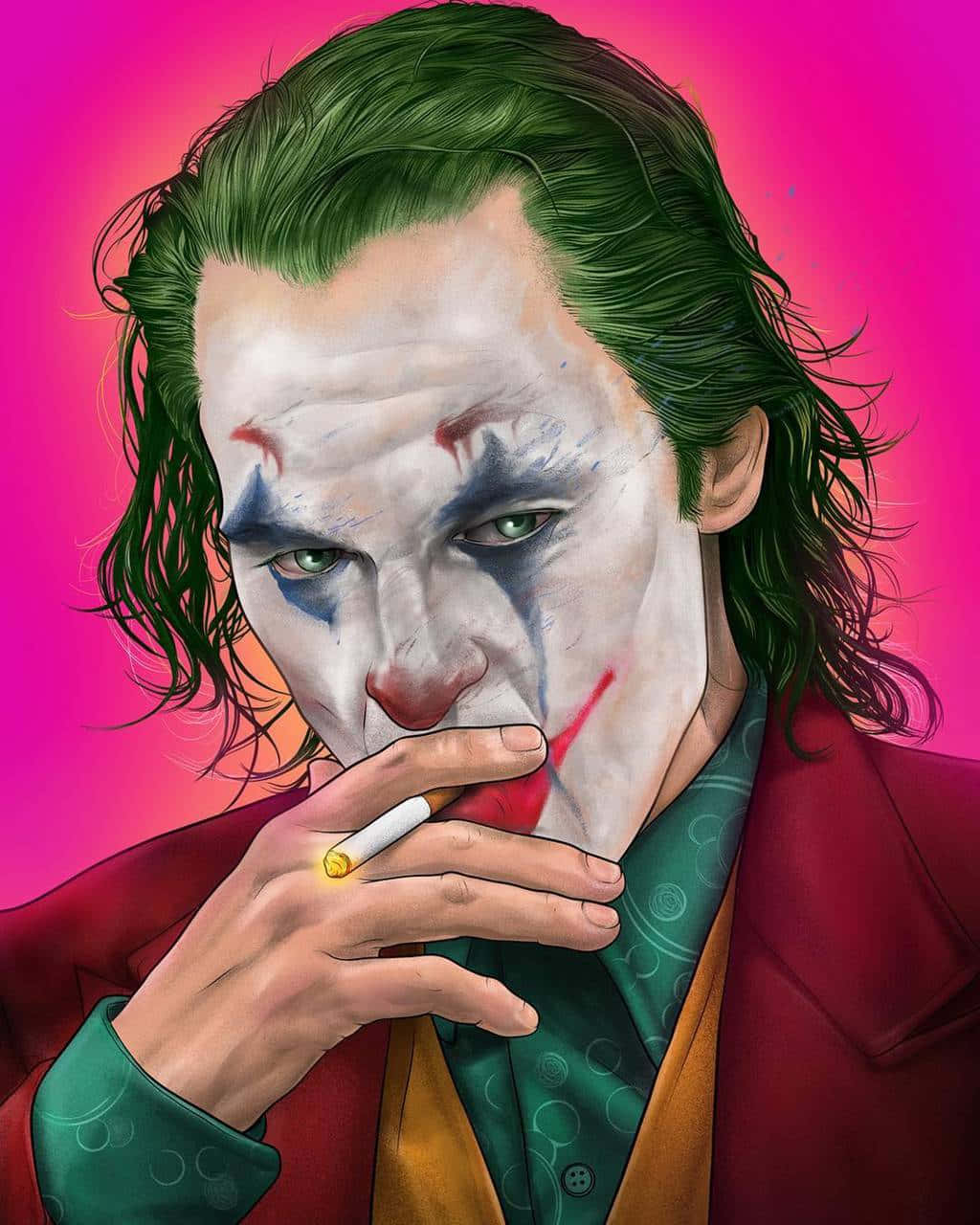 Pink Joker Pfp With Cigarette Background