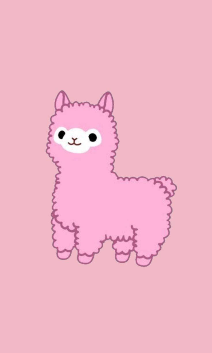 Pink Kawaii Alpaca Background