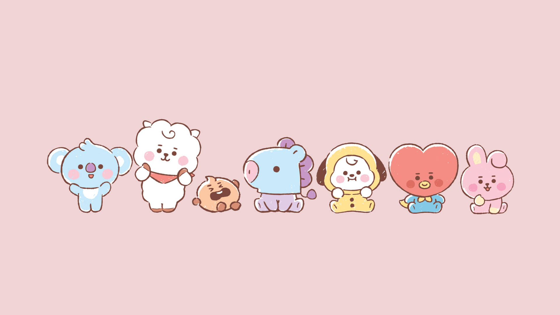 Pink Kawaii Bt21 Characters