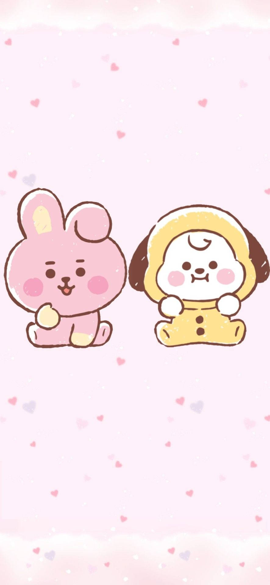 Pink Kawaii Bt21 Chimmy And Cooky Background