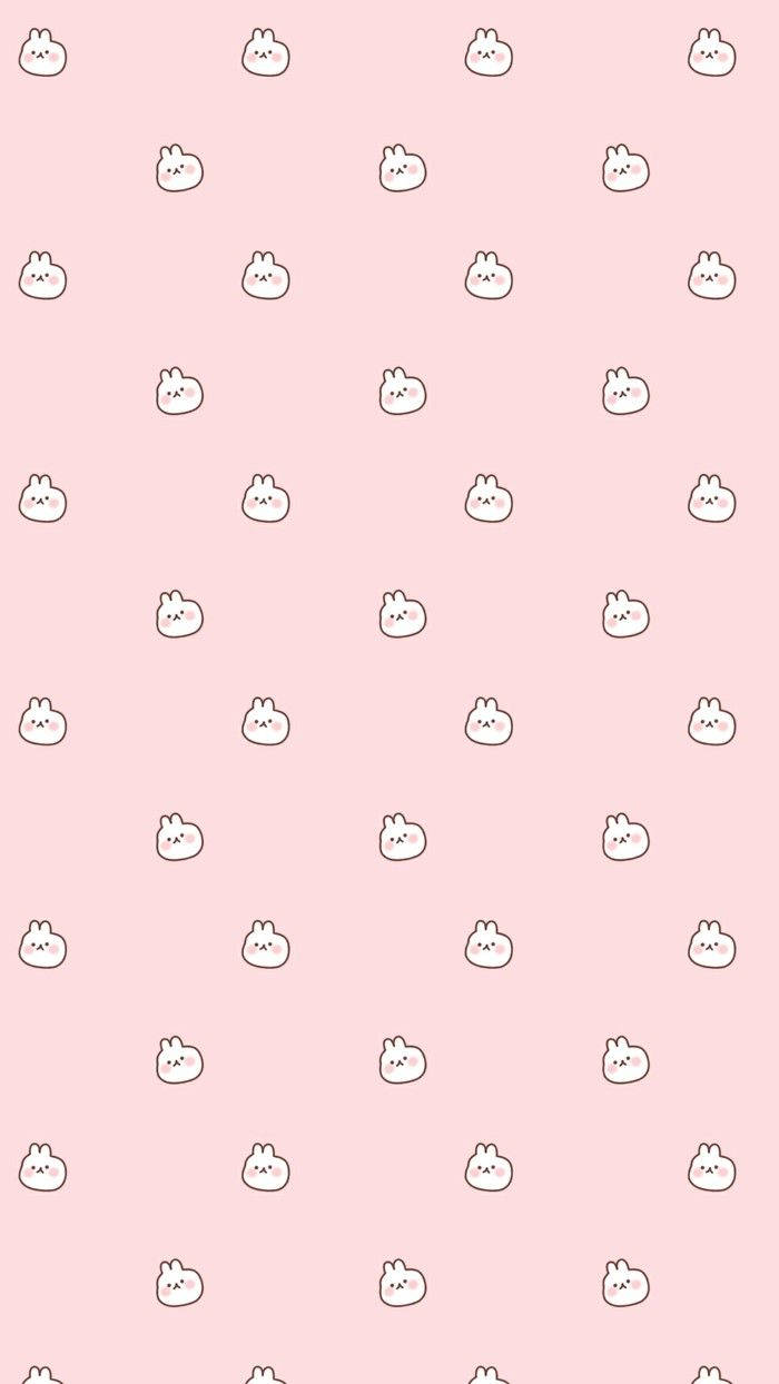 Pink Kawaii Bunny Seamless Pattern Background