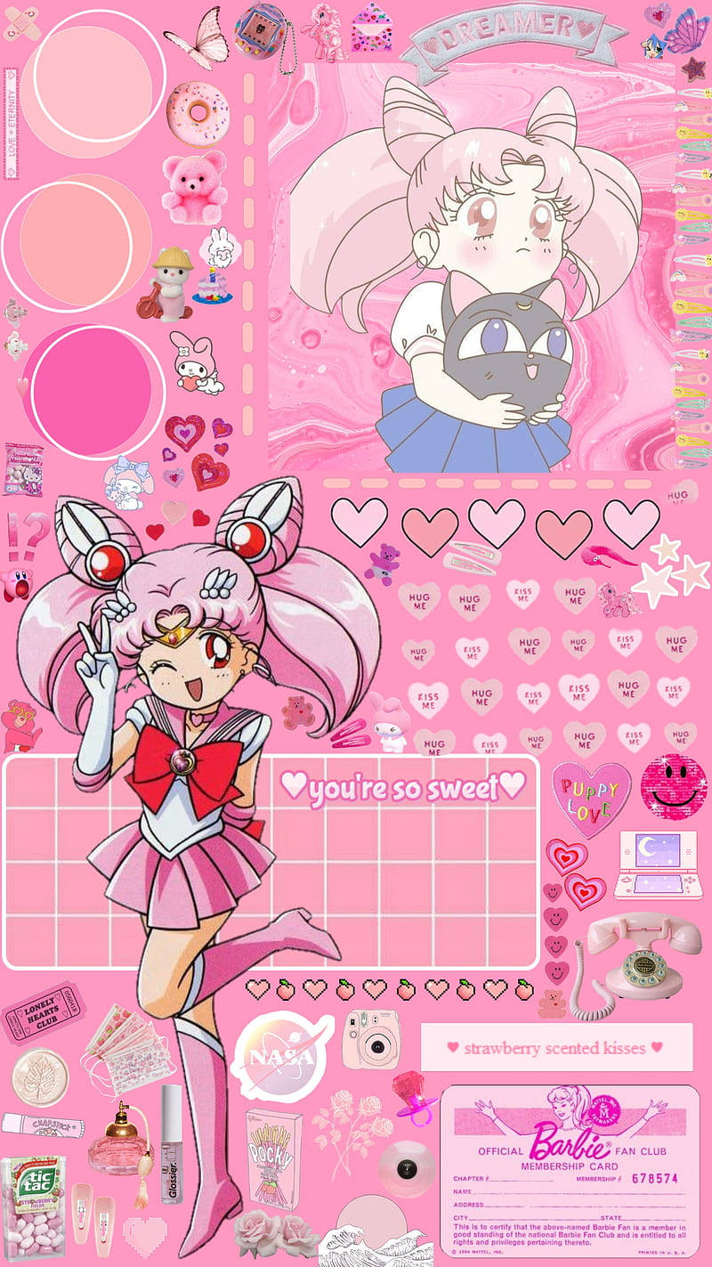 Pink Kawaii Chibiusa Sailor Moon Background