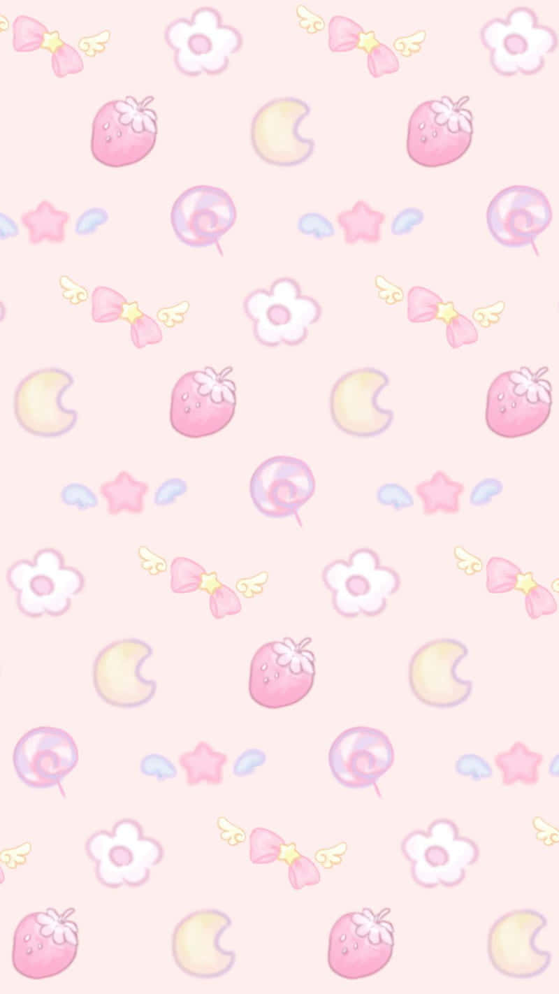 Pink Kawaii Pastel Cute Strawberry Background