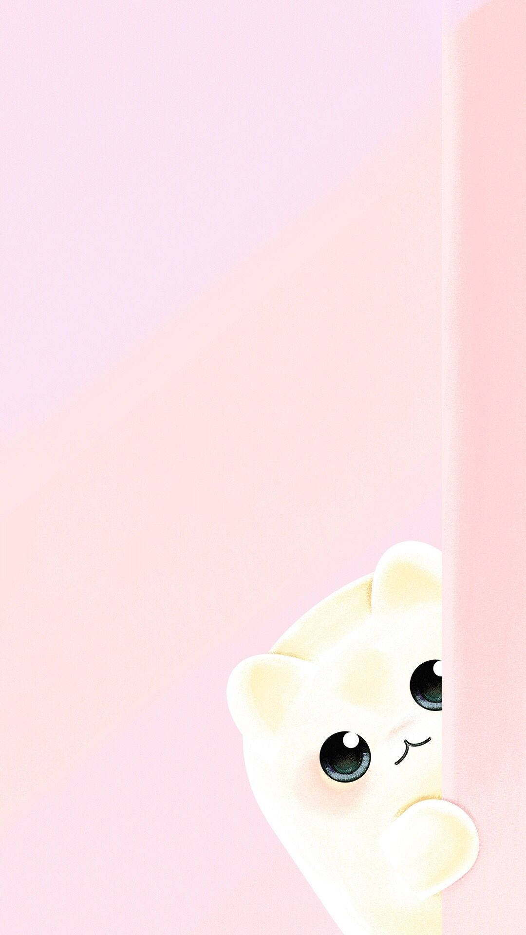 Pink Kawaii Peeking Cat Background