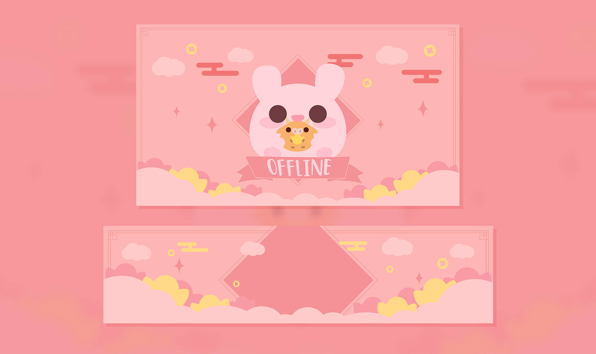 Pink Kawaii Rabbit Twitch Stream Design