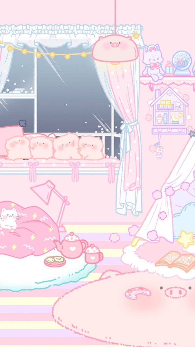 Pink Kawaii Room Background