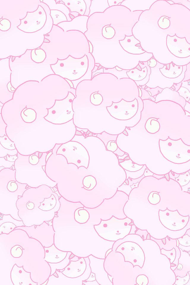 Pink Kawaii Sheep Seamless Pattern