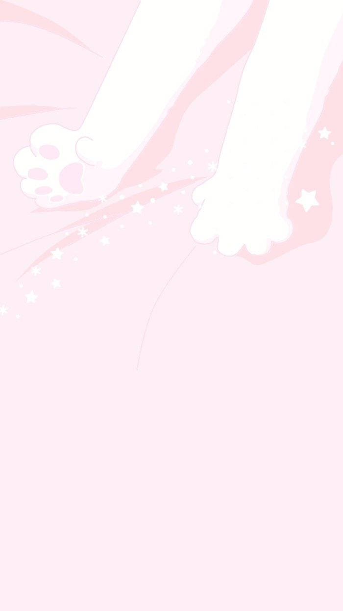 Pink Kawaii Stretching Cat Background