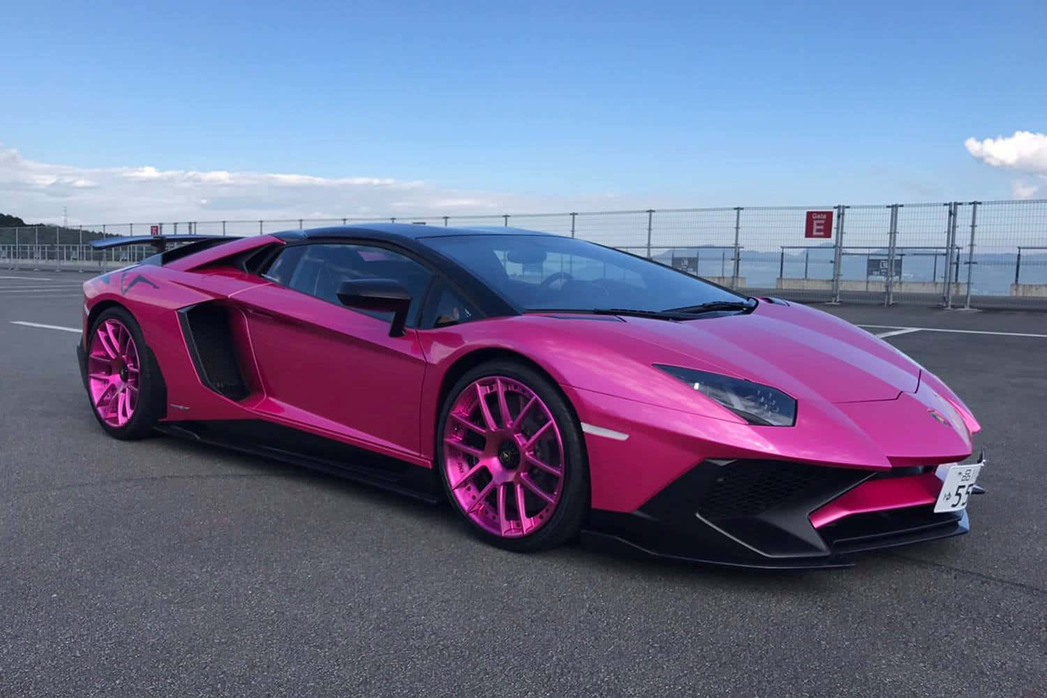 Pink Lamborghini Aventador Side View