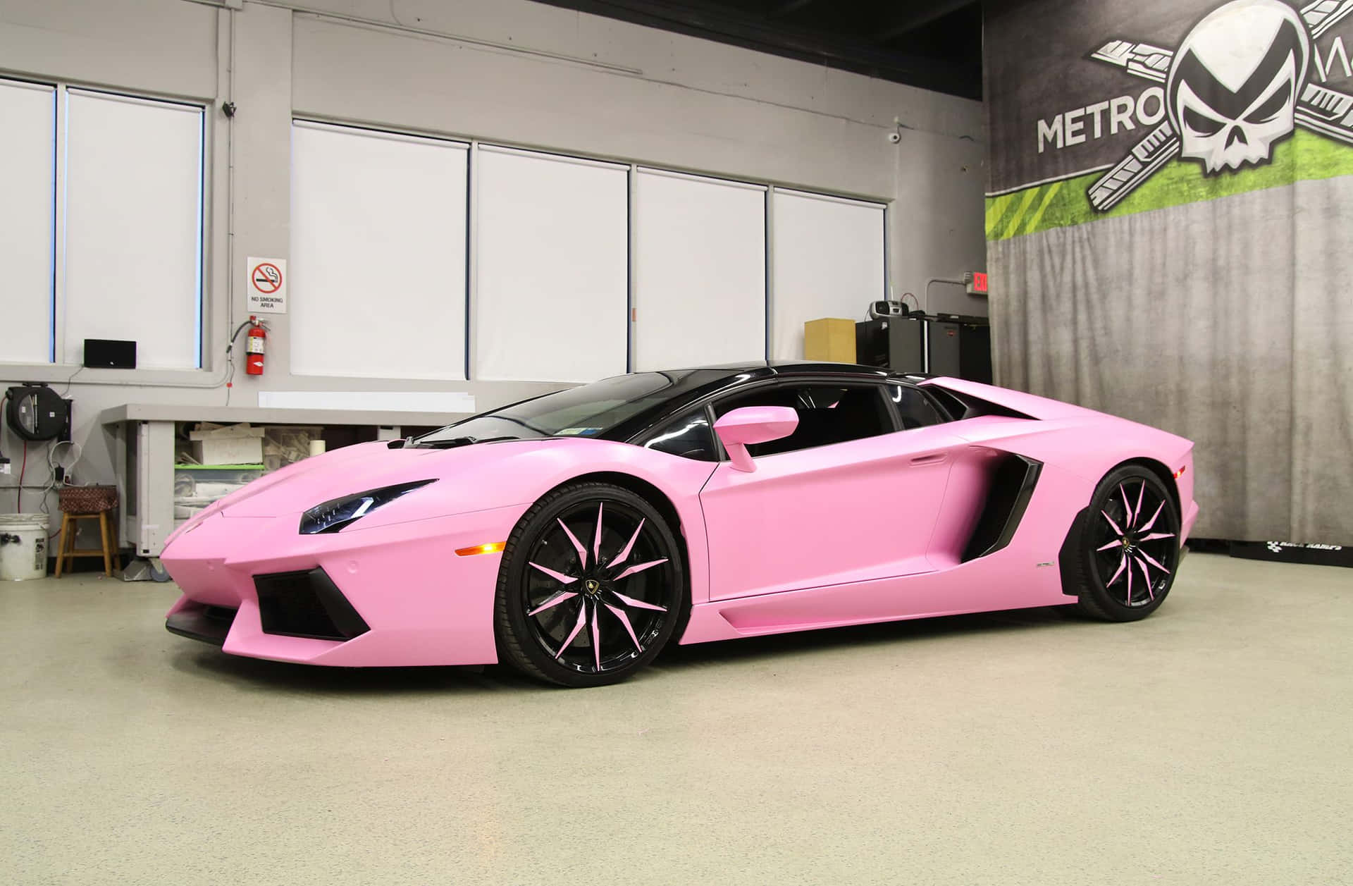 Pink Lamborghini Aventador Side View Background