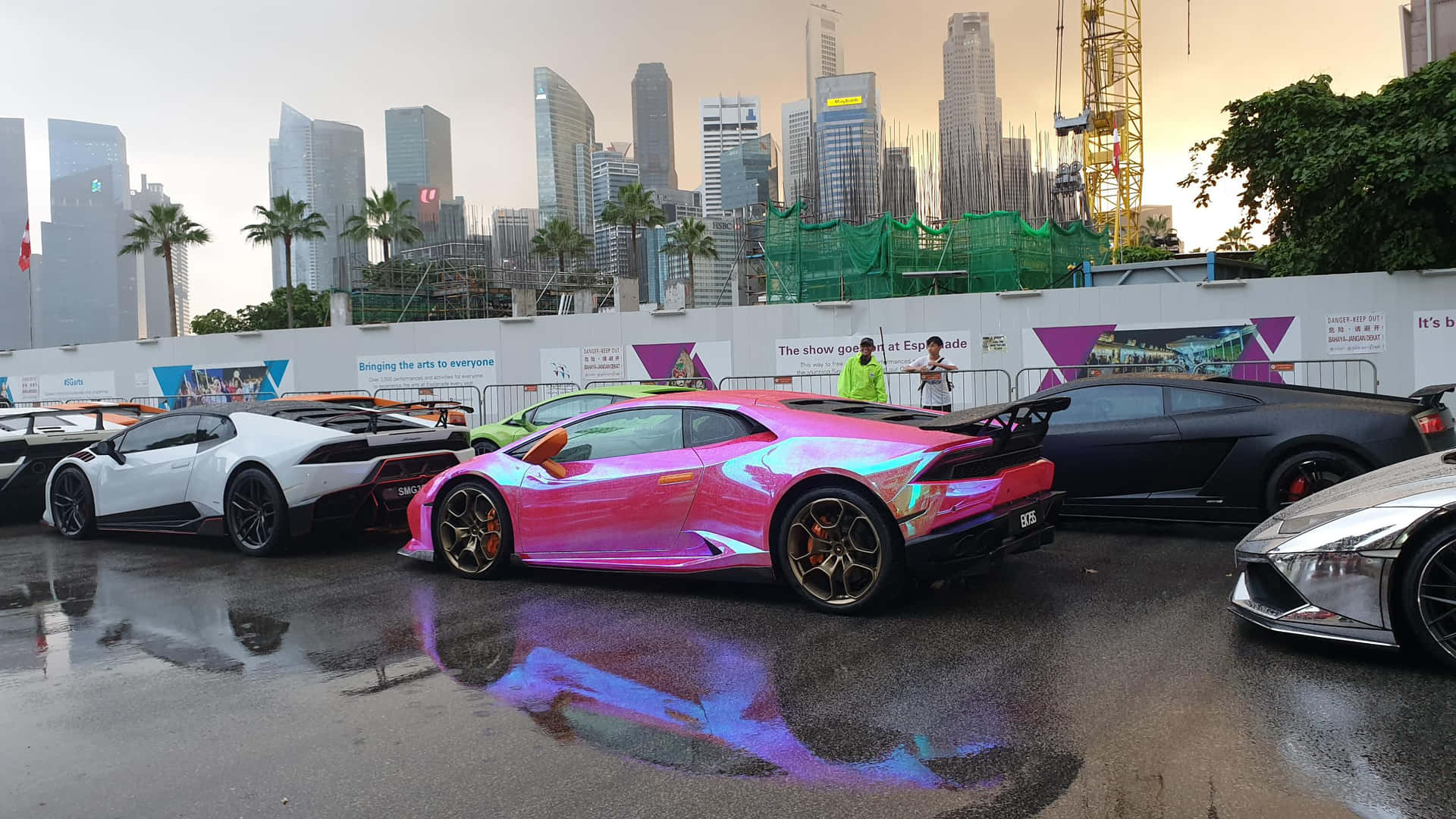 Pink Lamborghini Urban Backdrop
