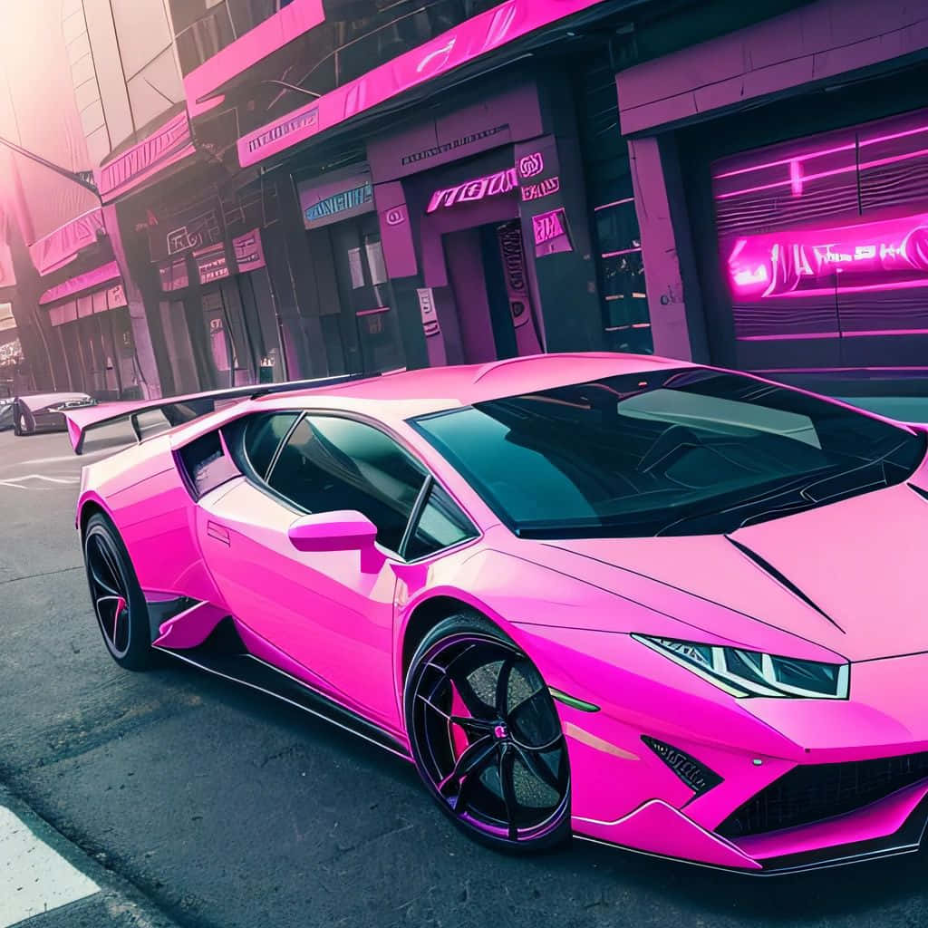 Pink Lamborghini Urban Backdrop Background