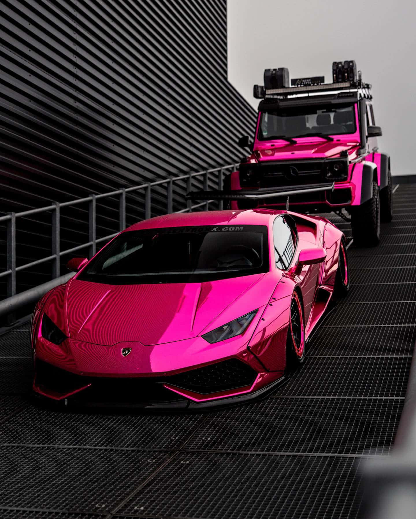 Pink Lamborghiniand S U V Urban Showcase