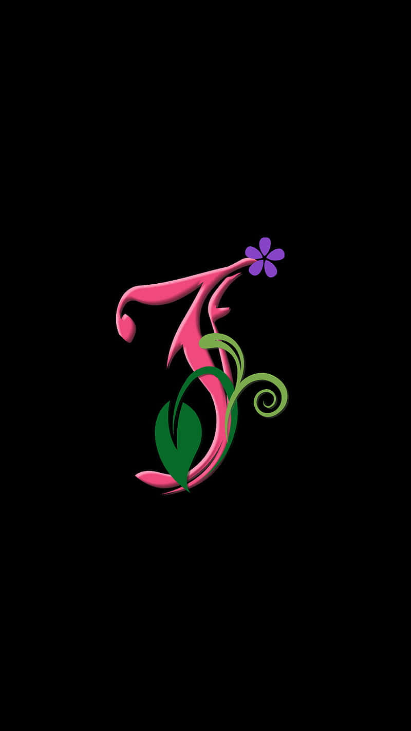 Pink Letter J With Floral Design