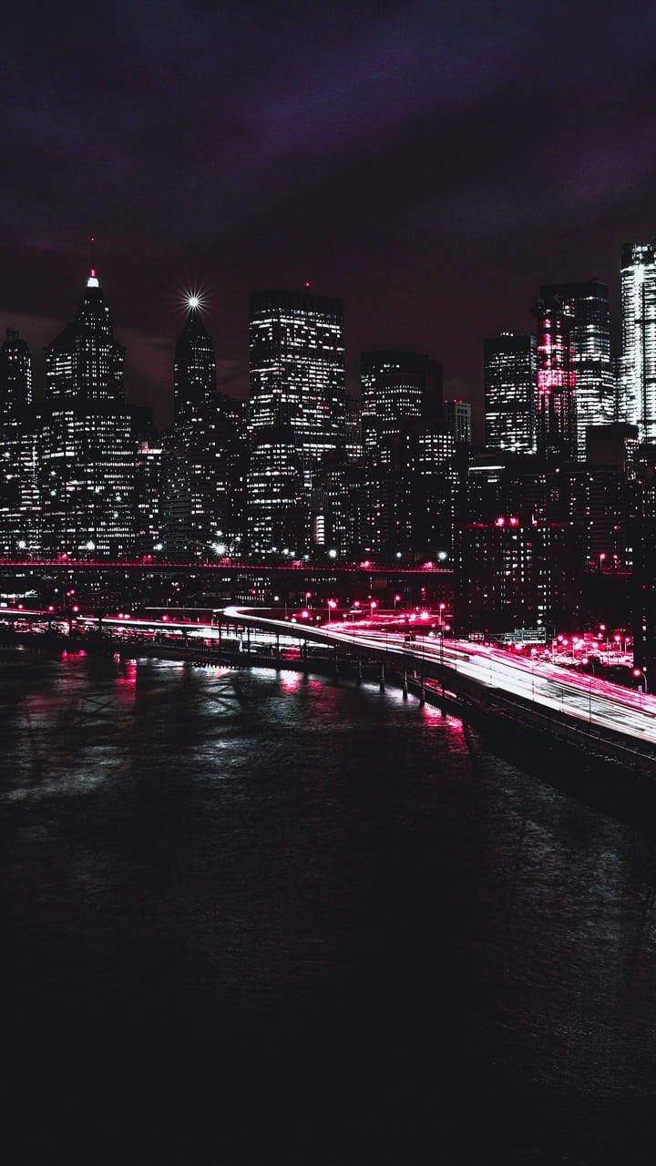 Pink Light Trails New York Night Iphone Background