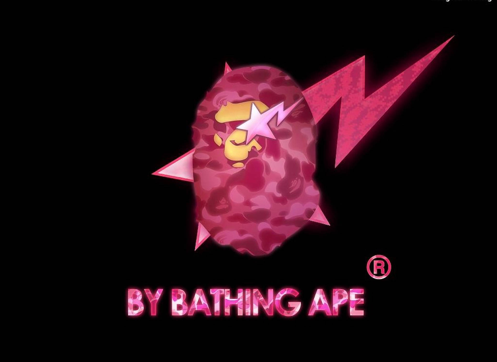 Pink Lightning Bape Logo Background