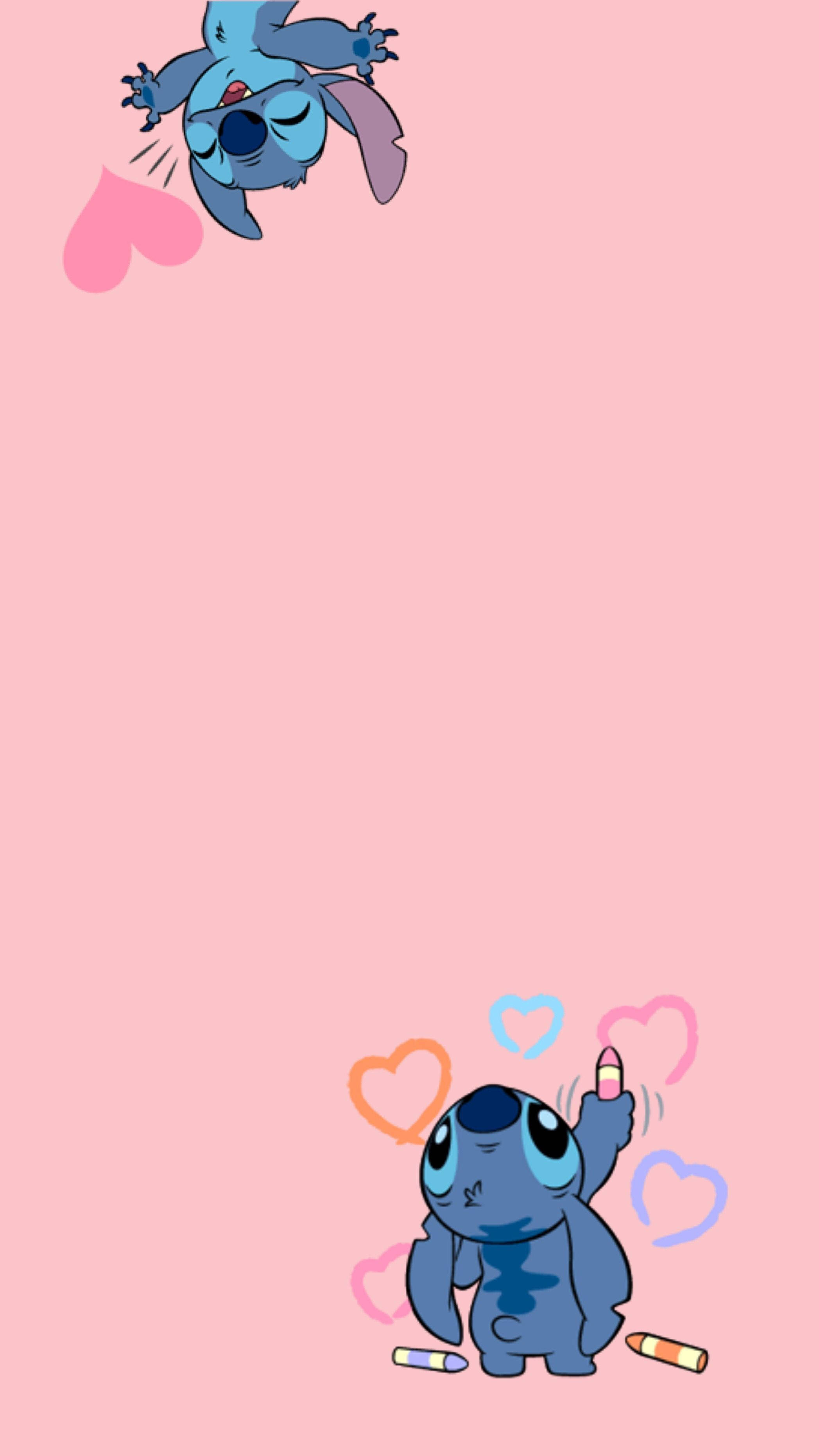 Pink Lilo And Stitch Iphone Hearts Background