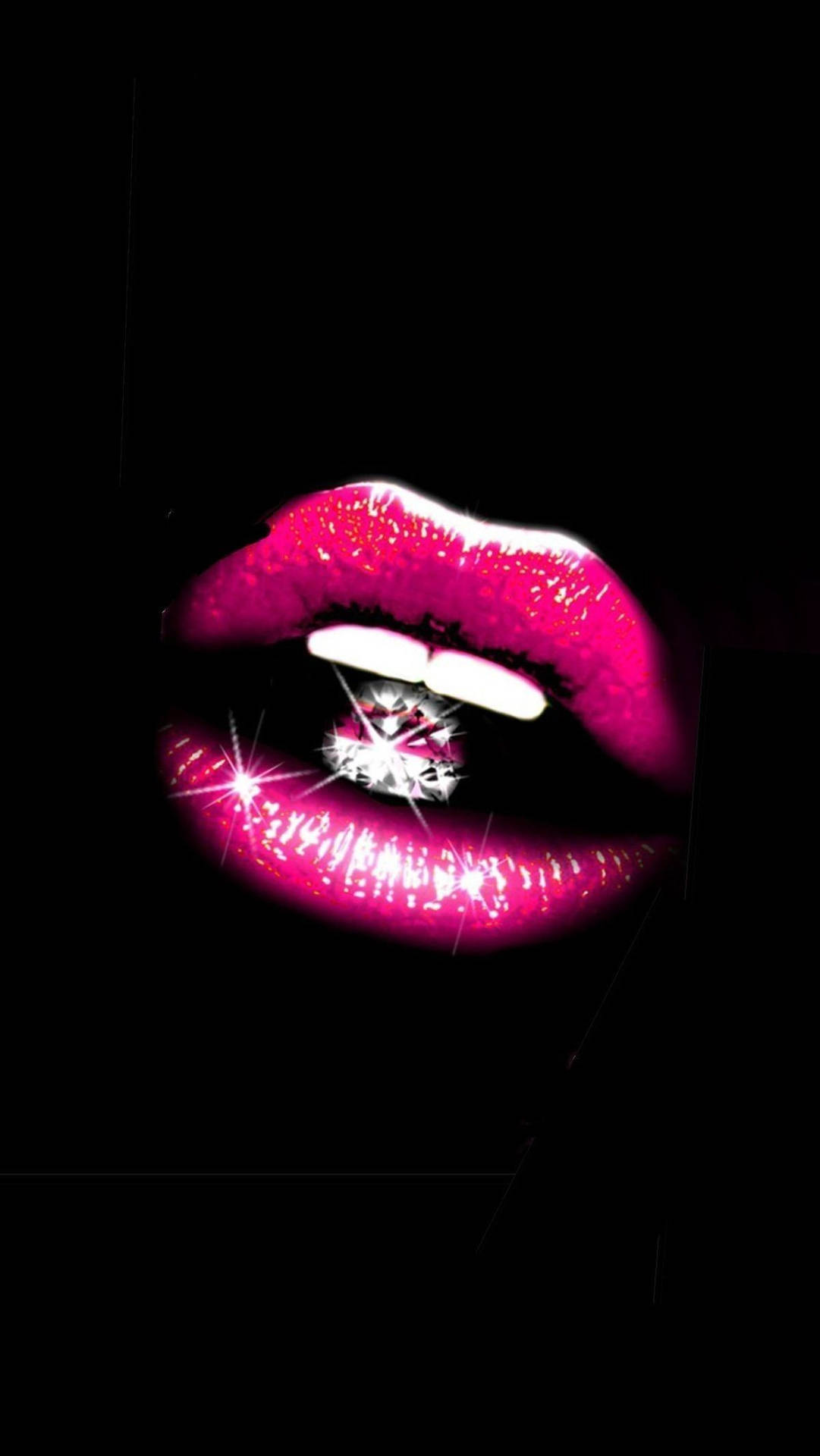 Pink Lips Biting Diamond Artwork Background