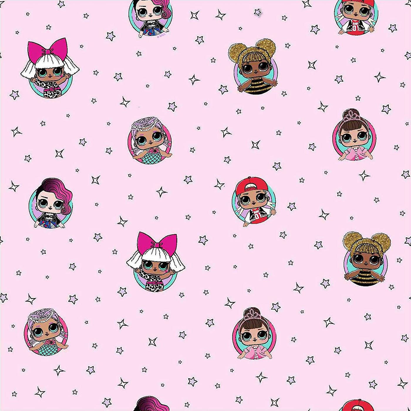 Pink Lol Dolls With Stars Background