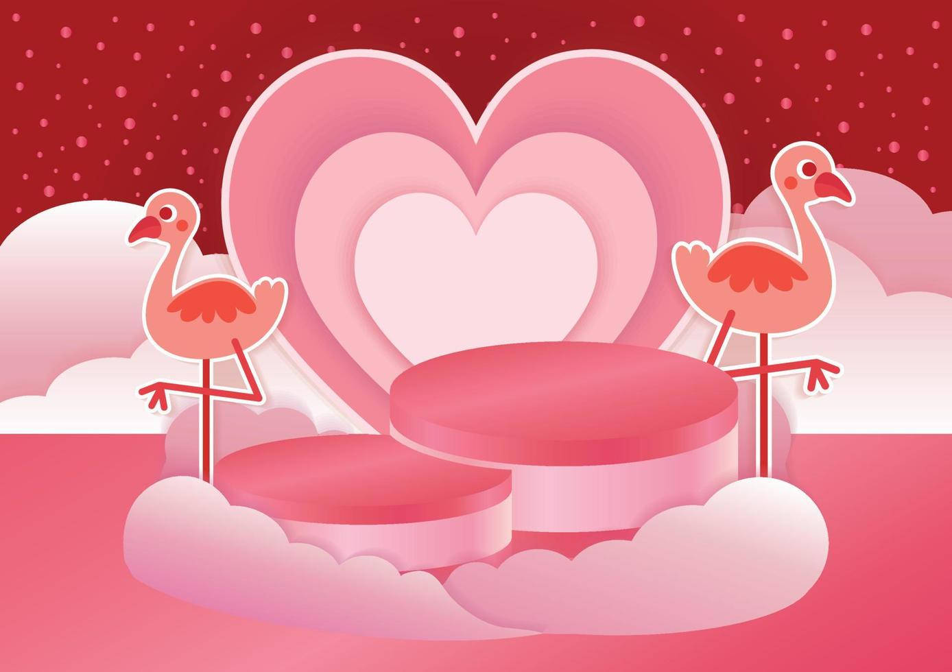 Pink Love Birds With Hearts Background