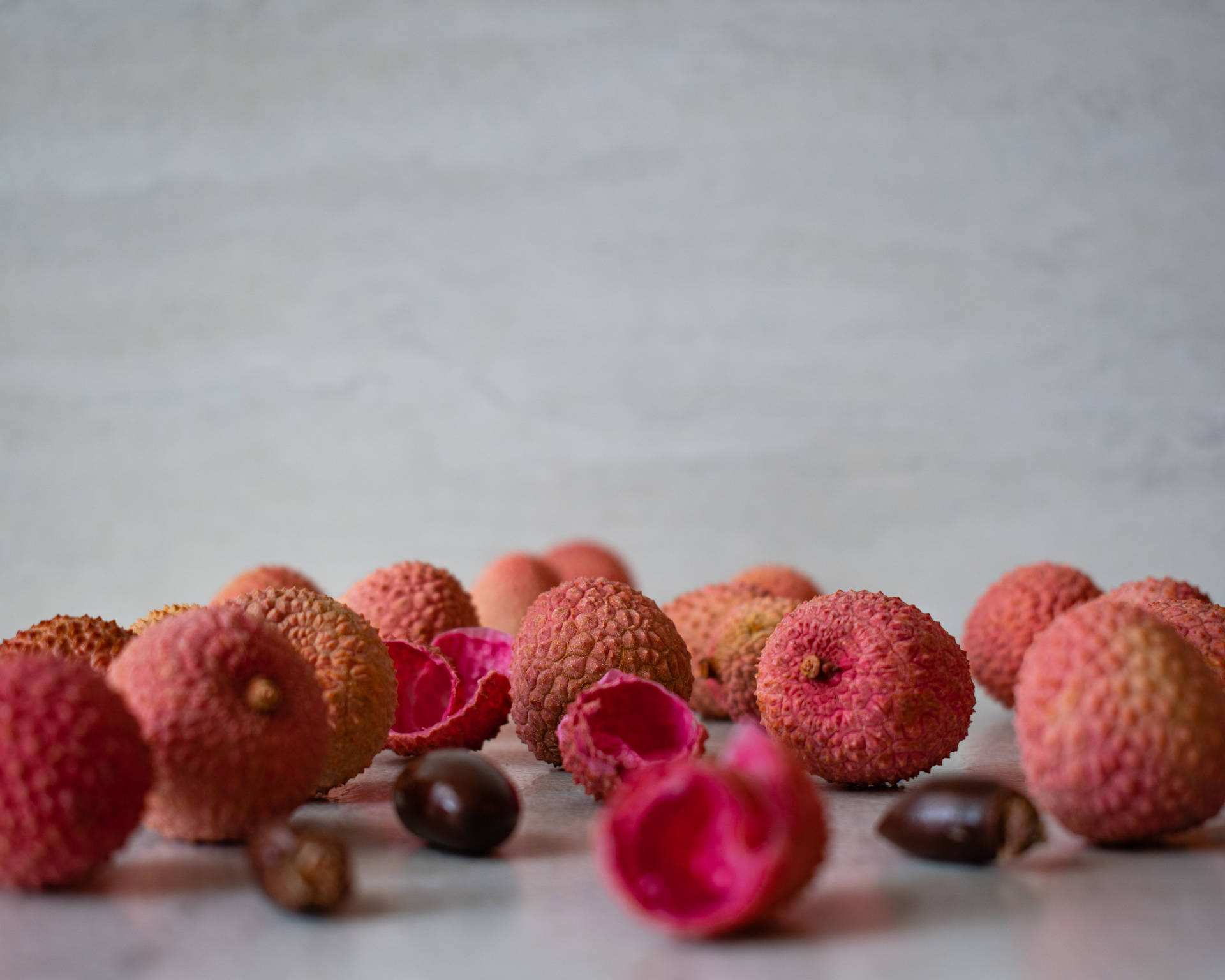 Pink Lychee Fruits Peelings And Seeds