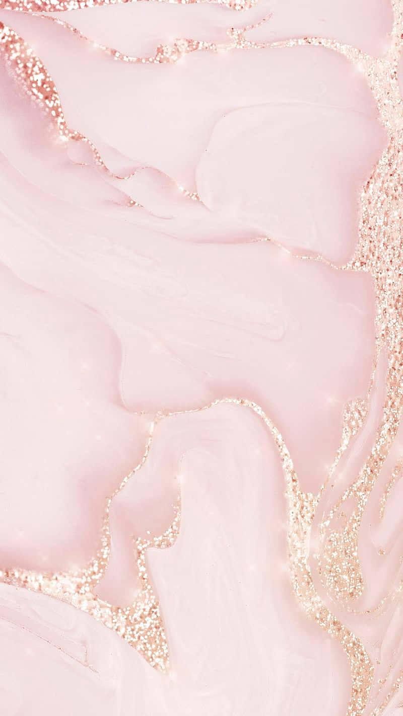 Pink Marble Wallpaper With Gold Glitter Background