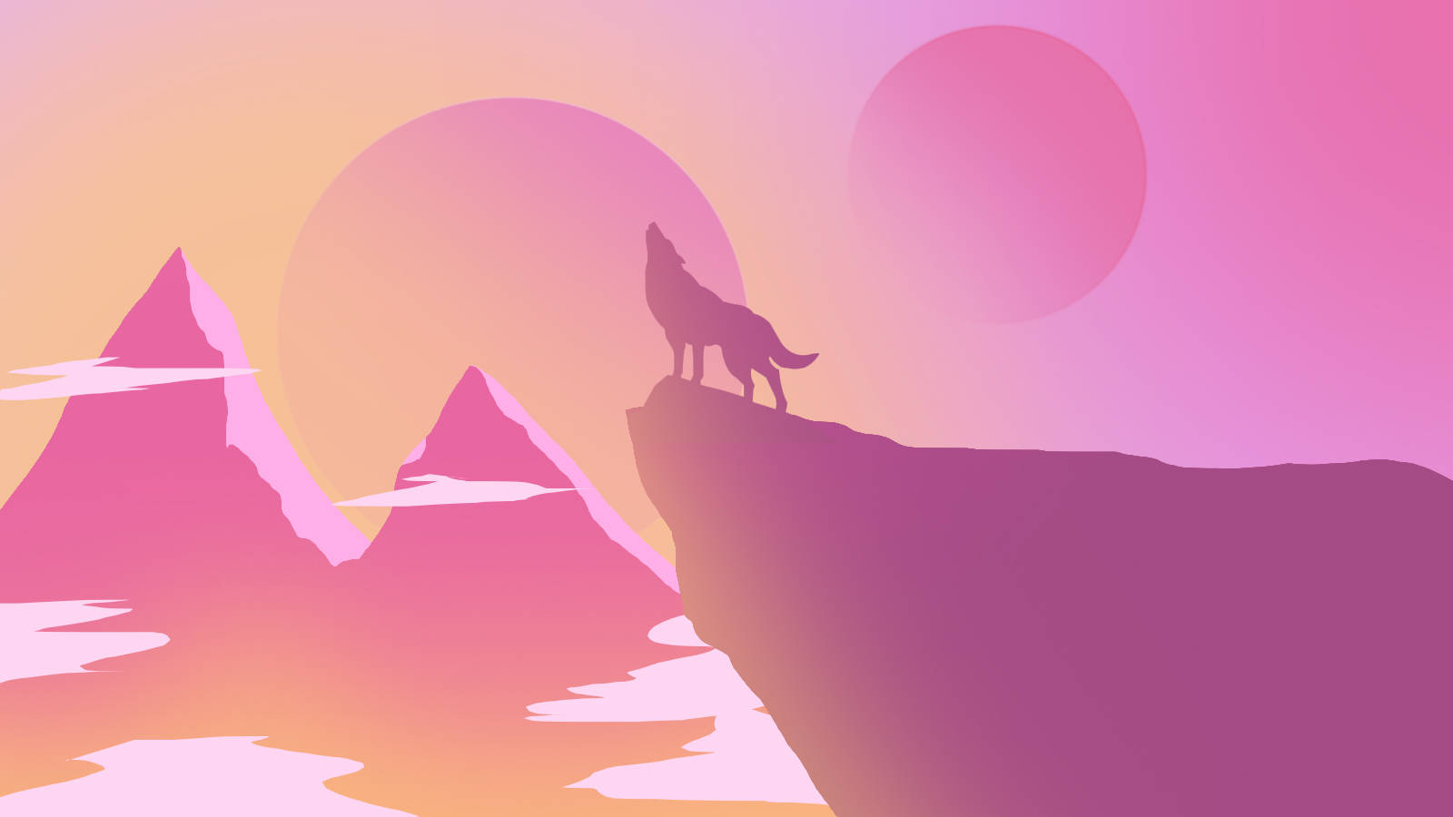 Pink Minimalist Lone Wolf Background