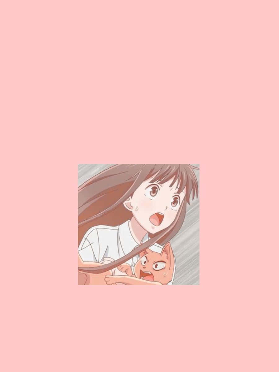 Pink Minimalist Tohru Honda Fruits Basket Anime Background