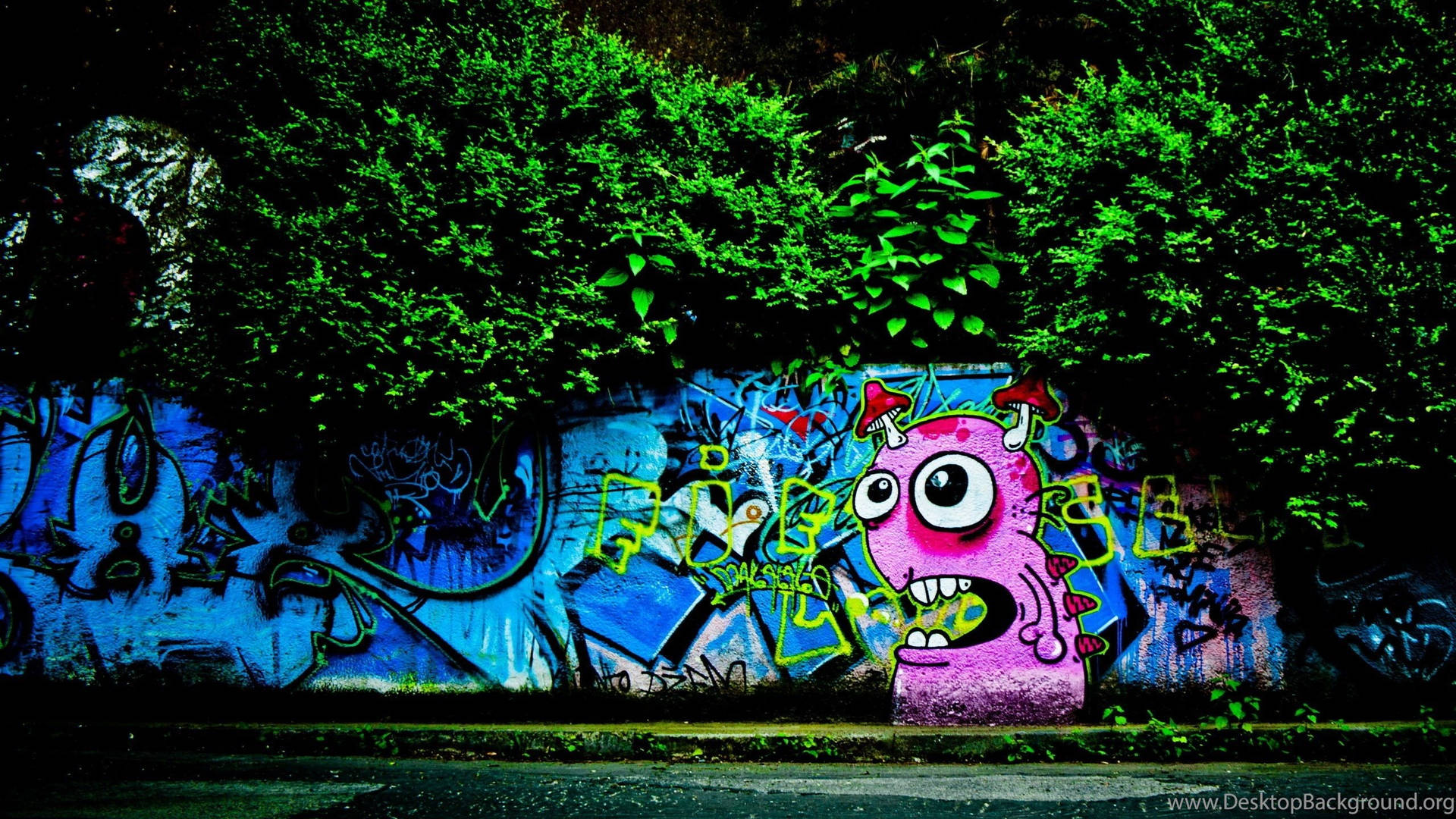 Pink Monster Urban Art Background