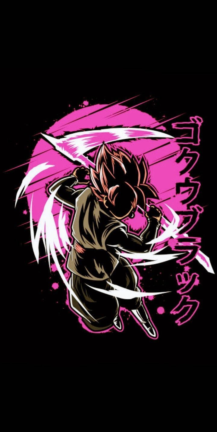 Pink Moon And Silhouette Of Black Goku Phone