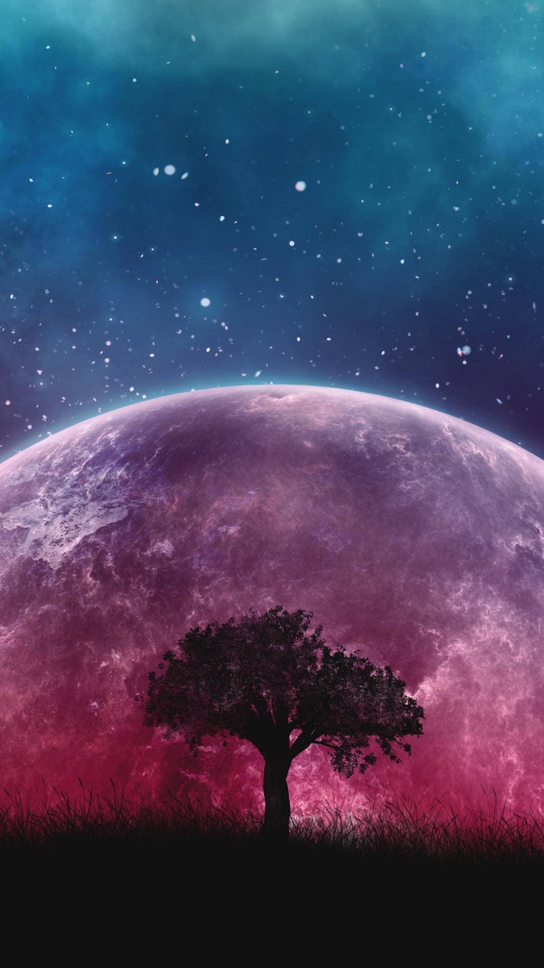 Pink Moon Galaxy Iphone Background
