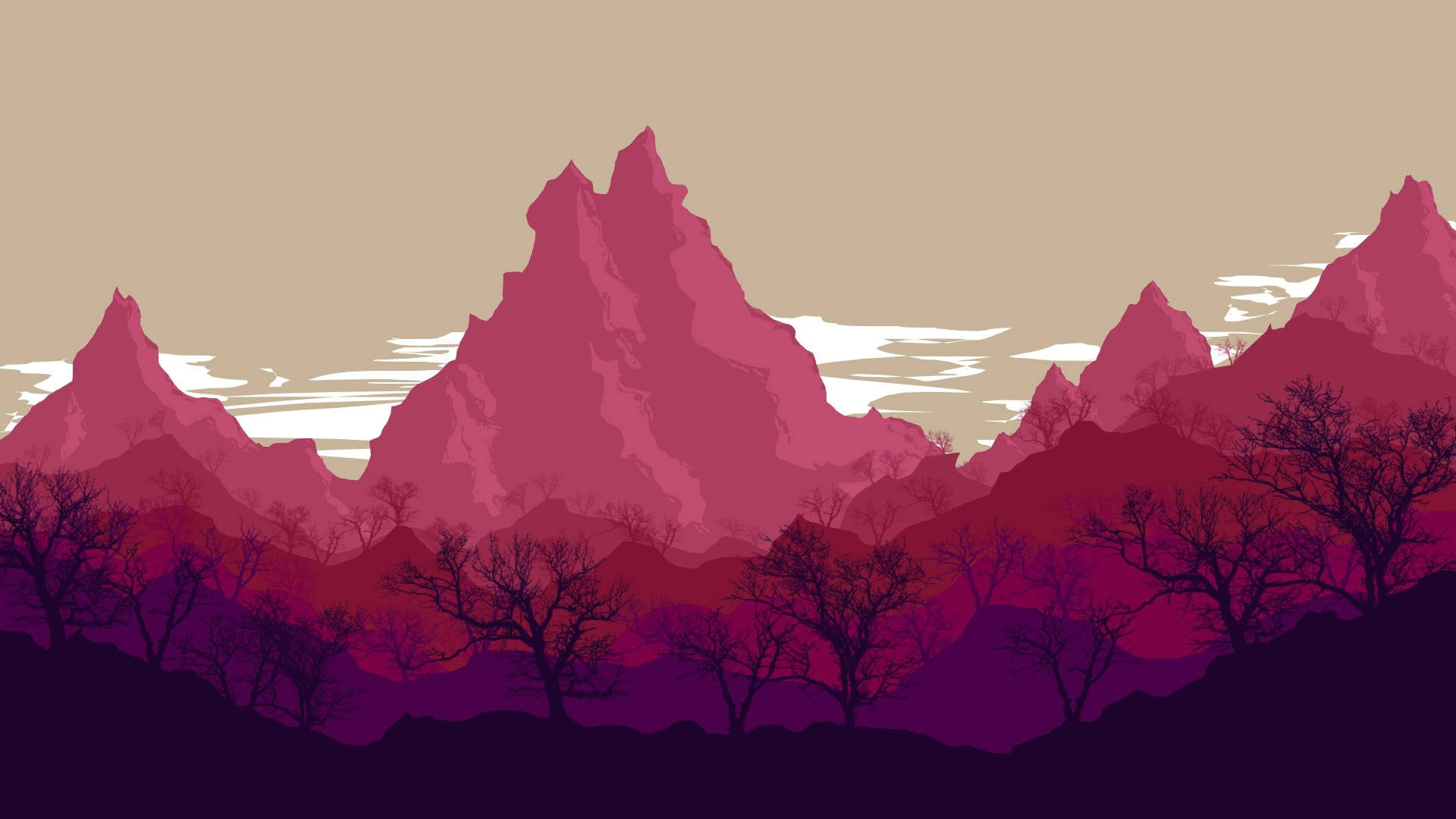 Pink Mountains Vector Art Background
