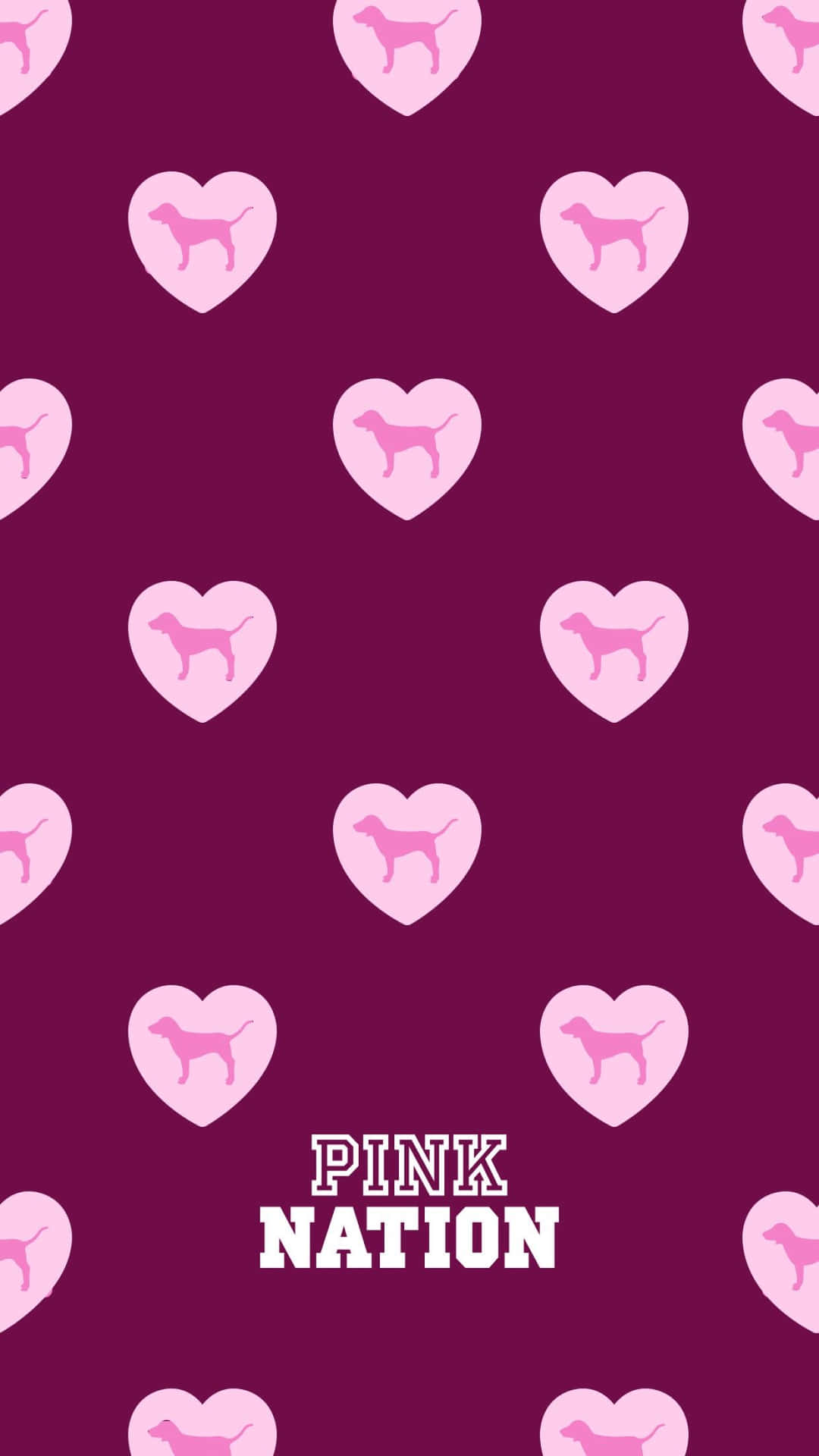 Pink Nation Logo With Hearts And Dogs Icons Background