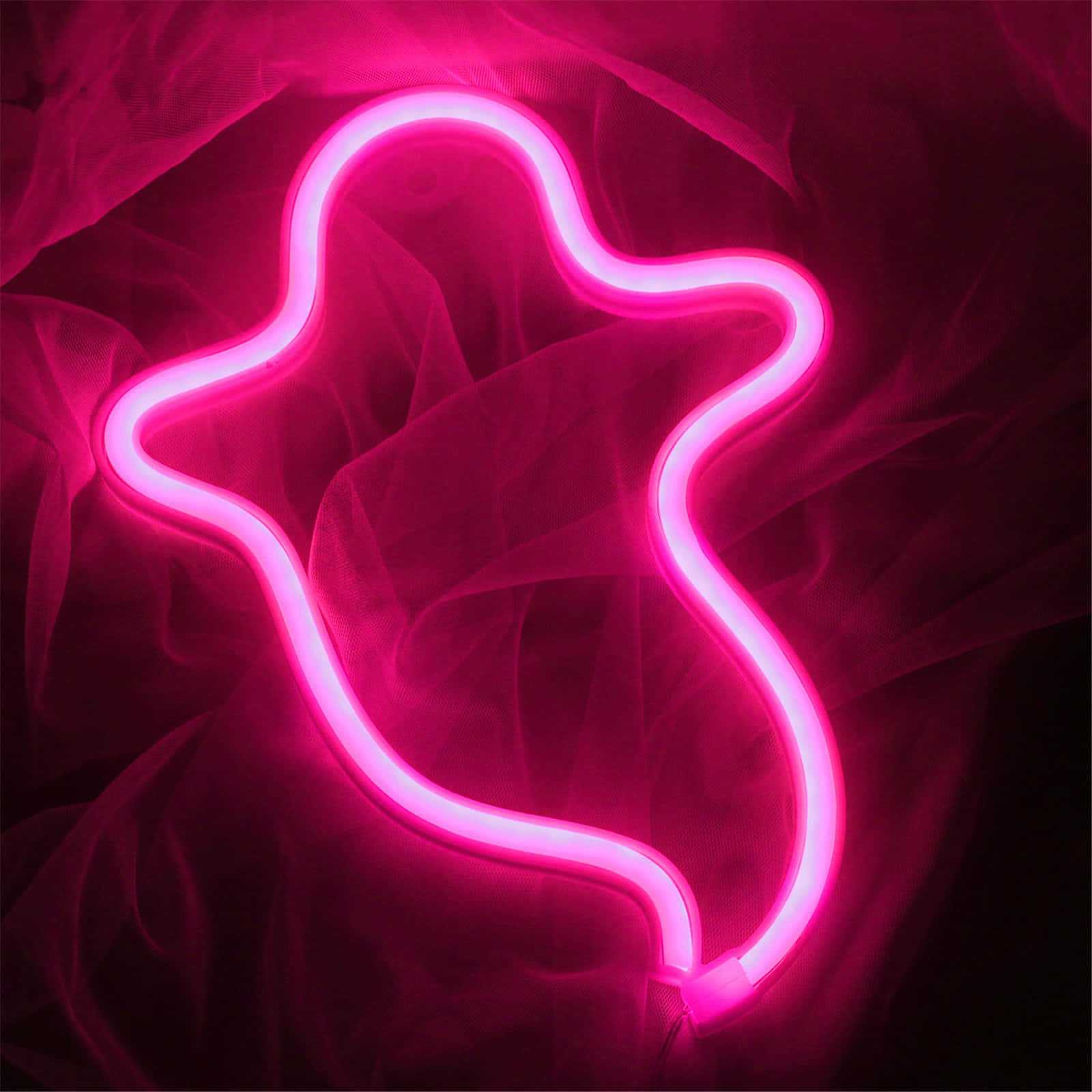 Pink Neon Halloween Ghost Sign Background