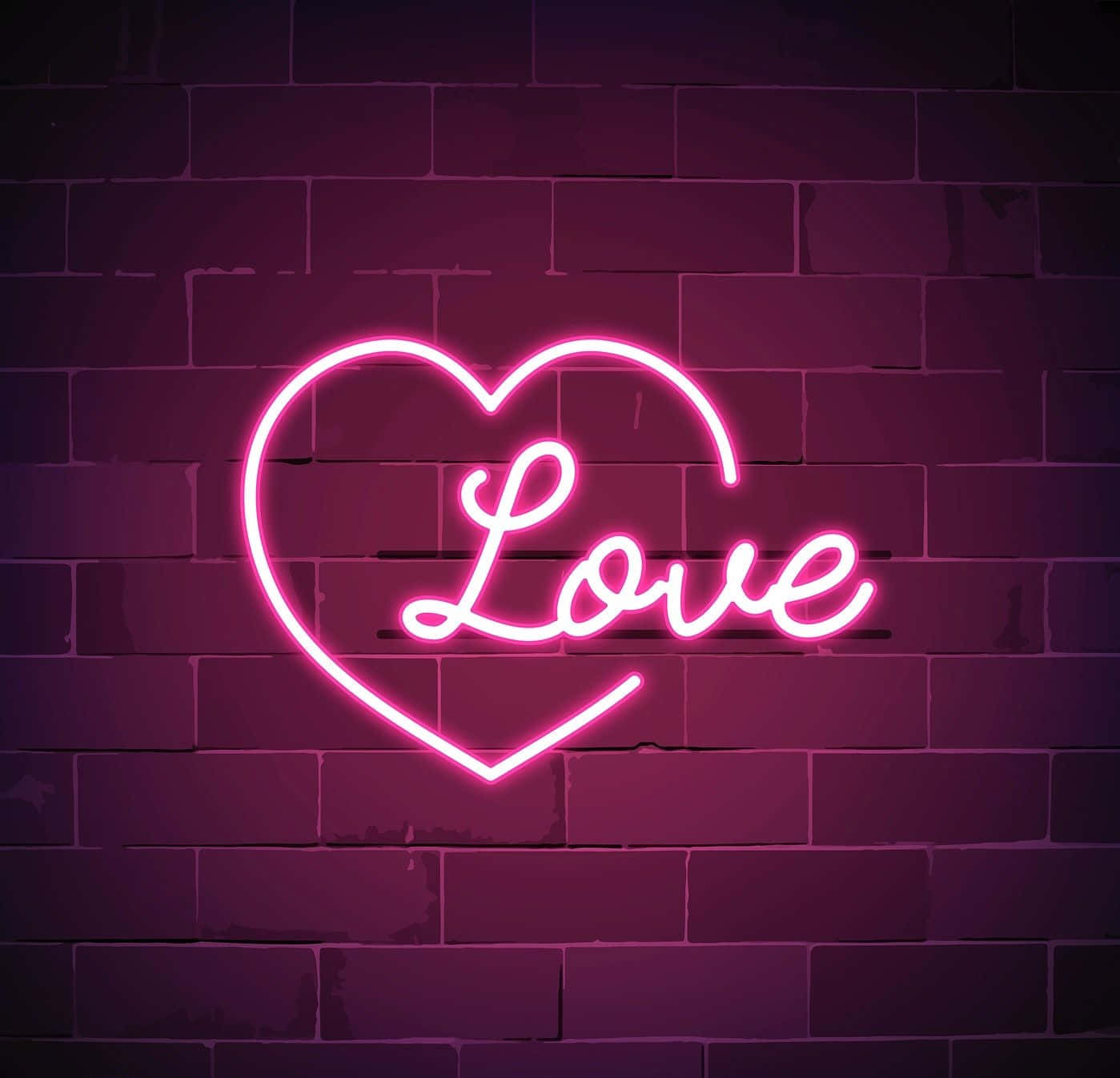 Pink Neon Heart Love Vector Art Background