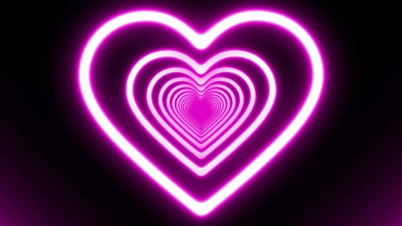 Pink Neon Hearts Light Tunnel Digital Illustration Background