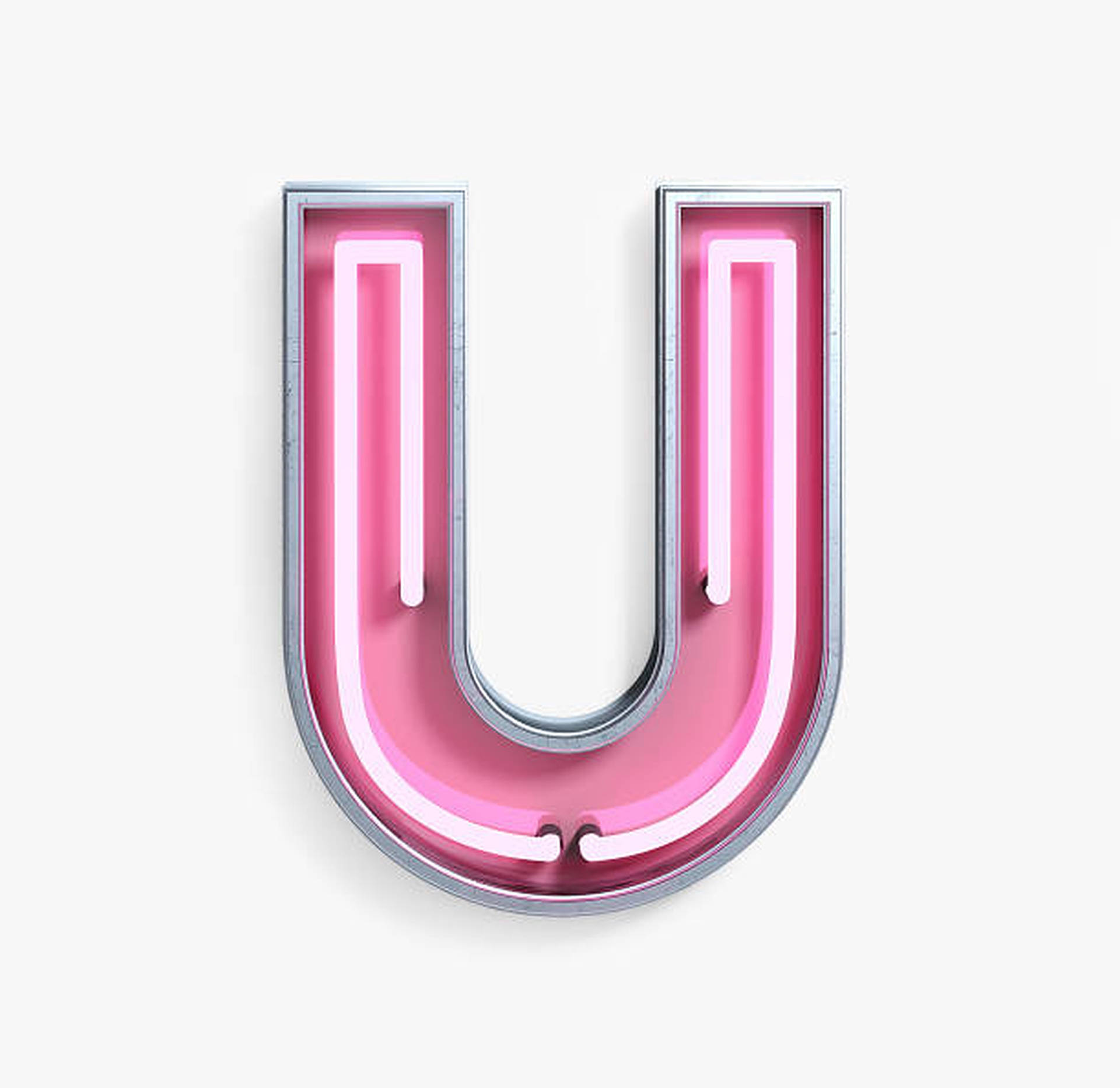 Pink Neon Light Letter U Background