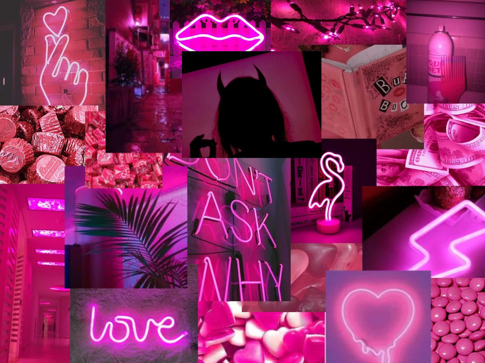 Pink Neon Lights Tumblr Laptop