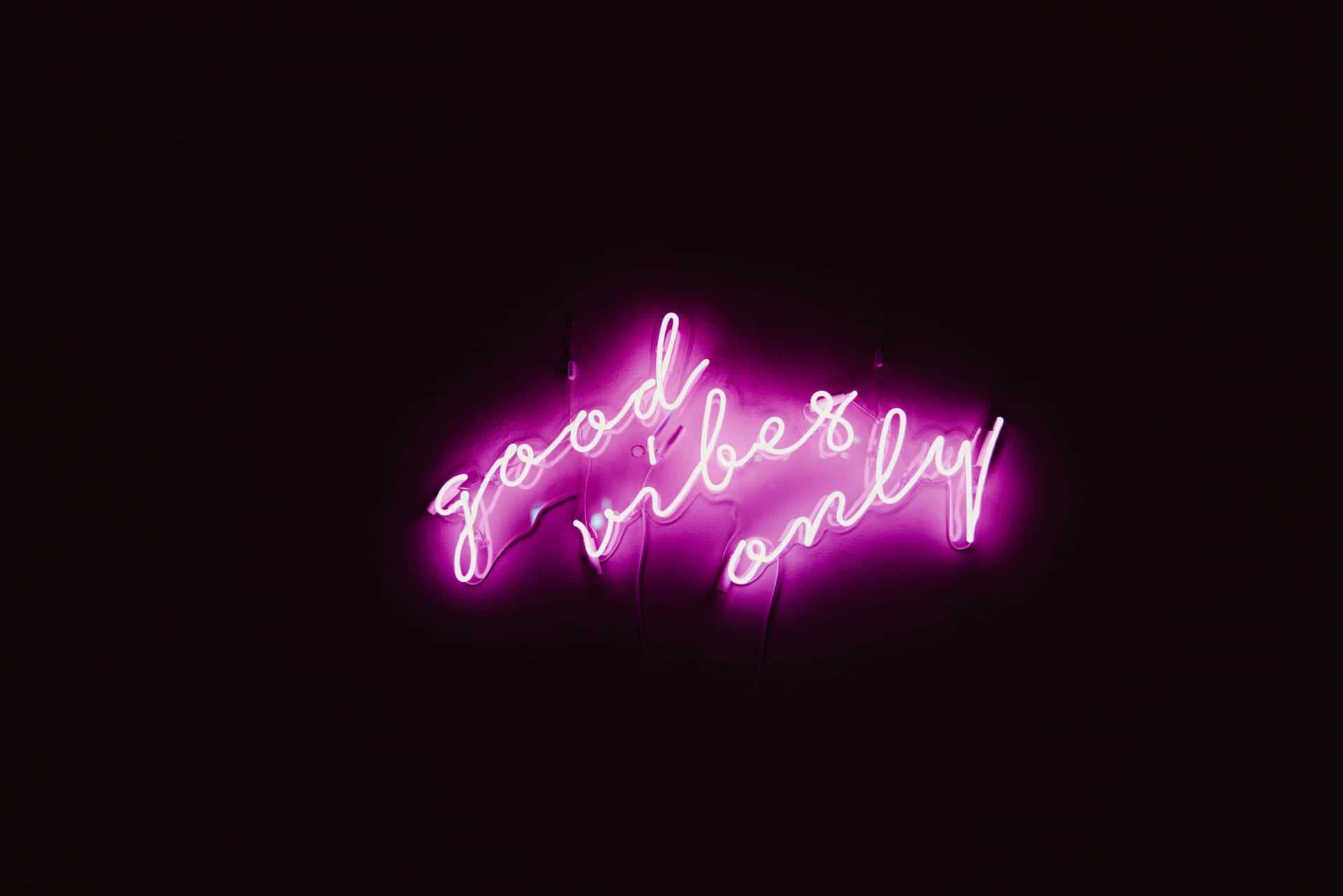 Pink Neon Sign Good Vibe Background