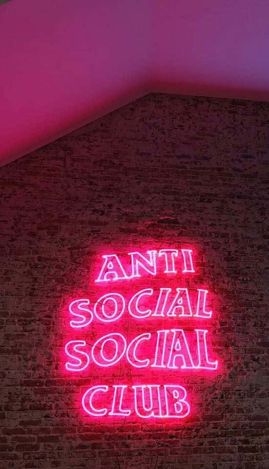 Pink Neon Sign Of Anti Social Club Iphone Background