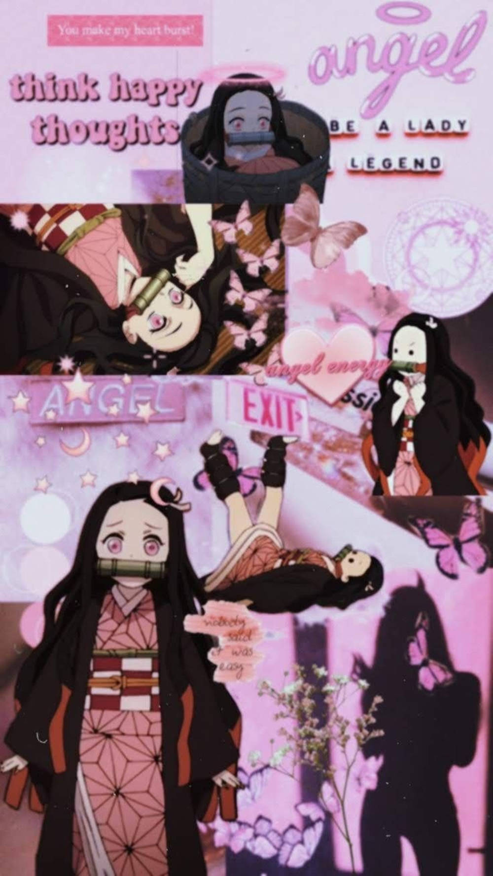 Pink Nezuko Aesthetic Collage