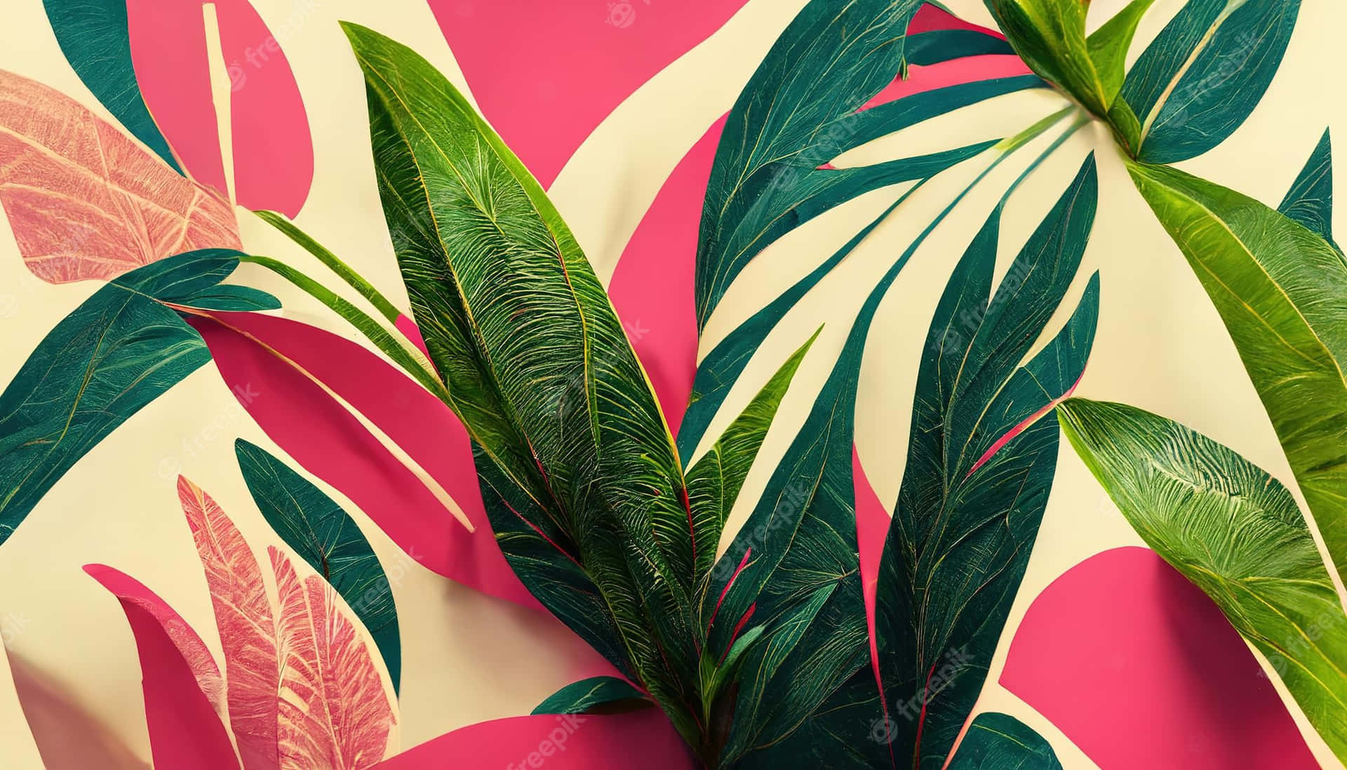 Pink Oblong Leaves [wallpaper] Background