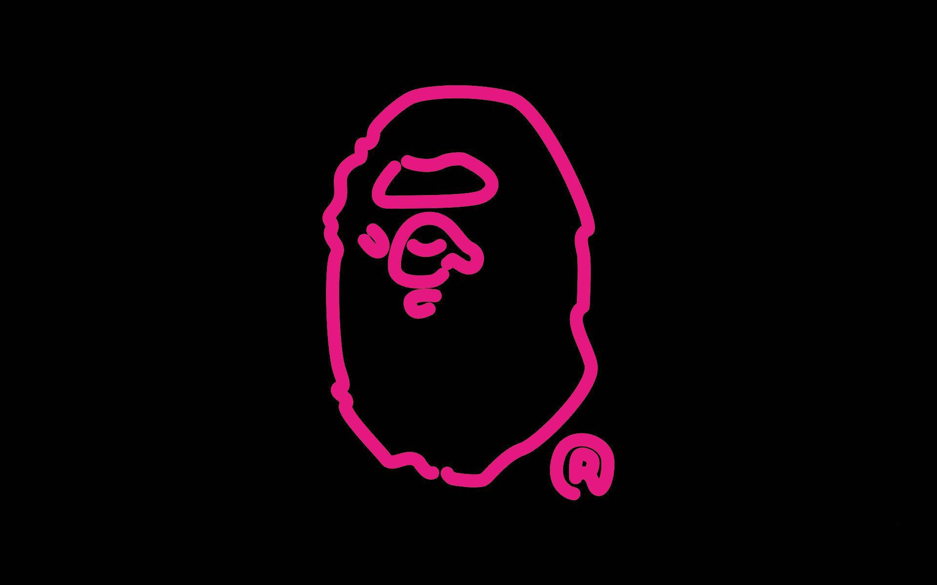 Pink Outline Bape Logo Background